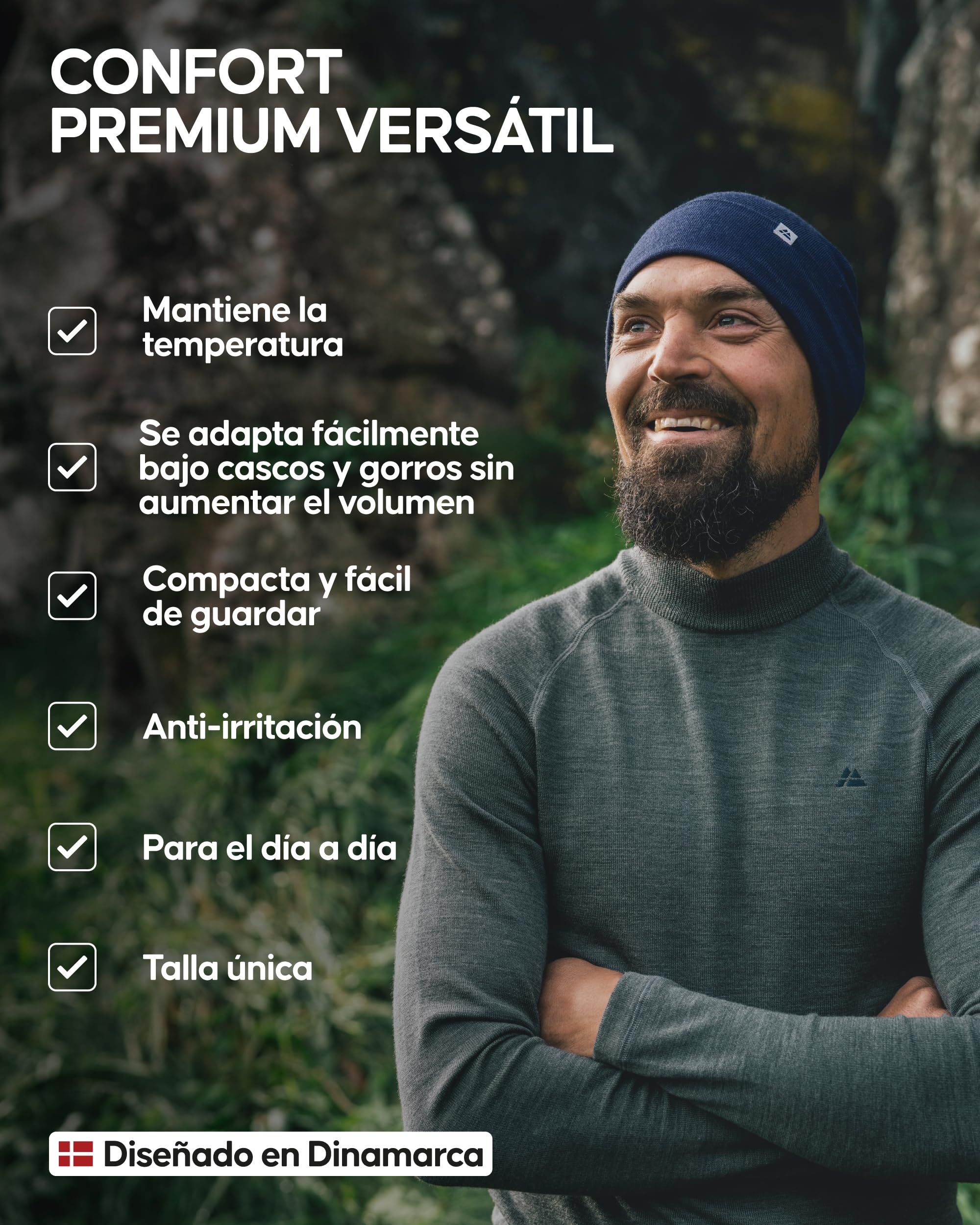 DANISH ENDURANCE Gorro Invierno Hombre y Mujer de Lana Merino Deportivo, Mezcla Técnica, Unisex - Gorras de Hombre Invierno, Gorro Invierno Mujer. Gorro Hombre