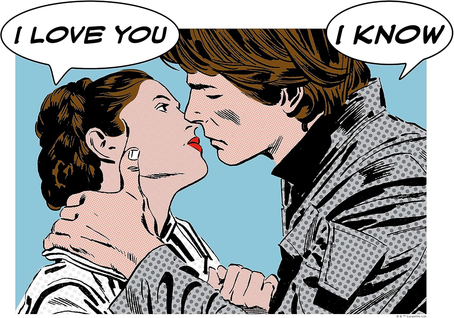 Komar Wall Picture | Star Wars Classic Comic Quote Leia Han | Children's Room Decoration Art Print | Without Frame | WB117-50 x 40 cm | Size: 50 x 40 cm (Width x Height)