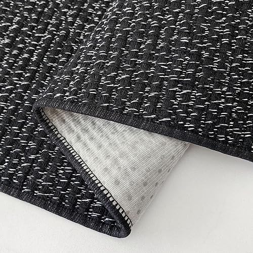 Miniatura 4 de Ivissy Alfombra larga de pasillo de 2 x 8 pies, antideslizante, lavable, alfombra de pasillo para interiores, alfombra trenzada negra para pasillo
