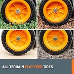 WORX WG050 Aerocart Multifunction 2-Wheeled Yard Cart, Dolly, and Wheelbarrow with Flat Free Tires – Orange, Black, and Silver 18" x 12" x 42"