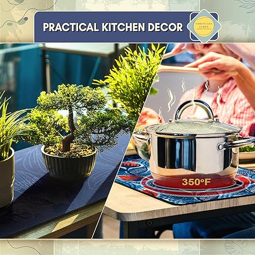 Miniatura 6 de Chocolate Lemon Camino de mesa de salvamanteles  Resistente al calor 350 F, impermeable, reversible para platos calientes, platos y macetas (jardín