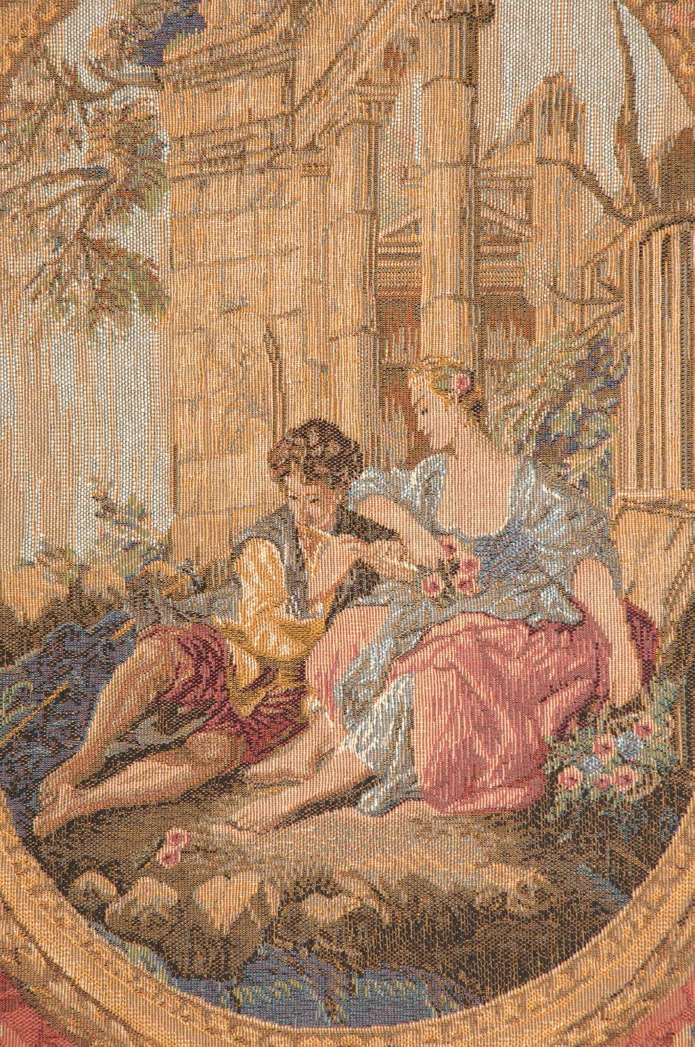 Charlotte Home Furnishings Inc. Medallion Serenade Rouge French Tapestry Wall Hanging 58 X 44 Inch Viscose Cotton And Polyester Blend Wall Art Perfect For Wall Decor By Francois Boucher