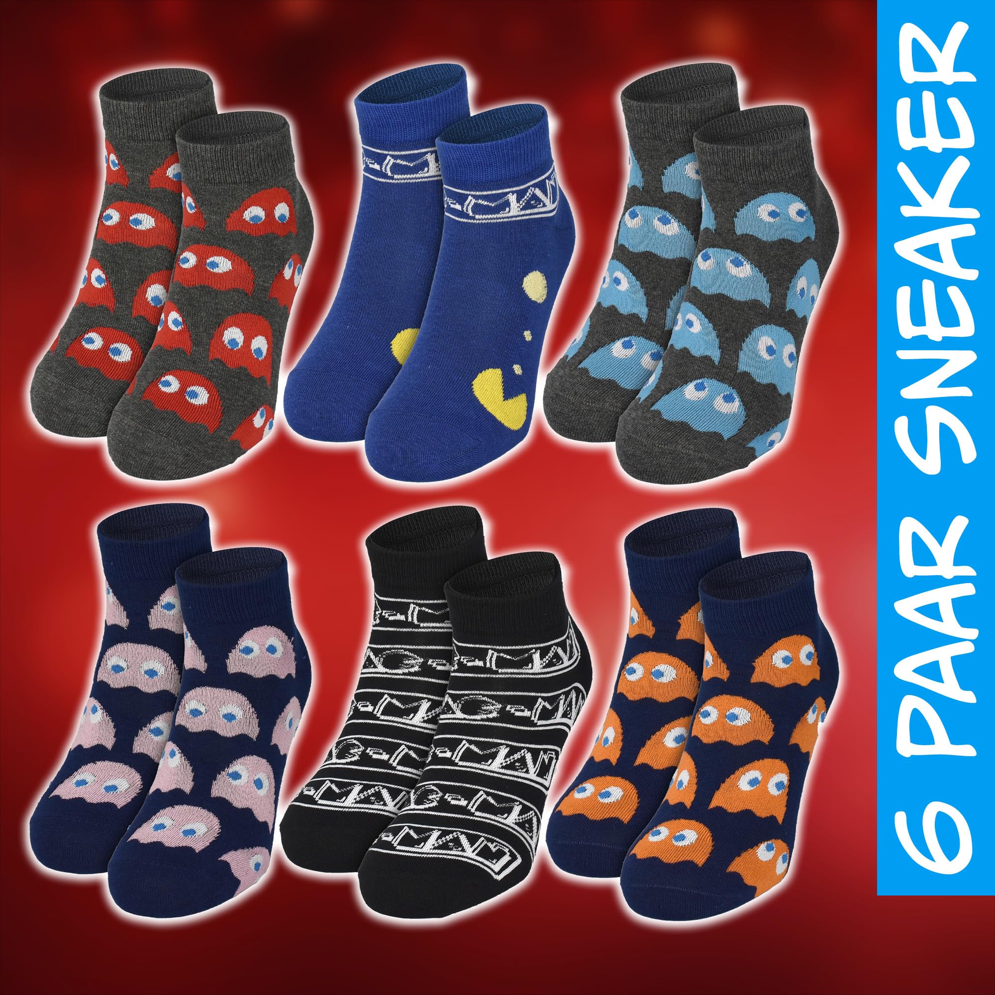 Pac-Man Calendrier de l'Avent avec 12 paires de chaussettes Taille 40-45 pour homme Calendrier de Noël avec baskets et chaussettes longues