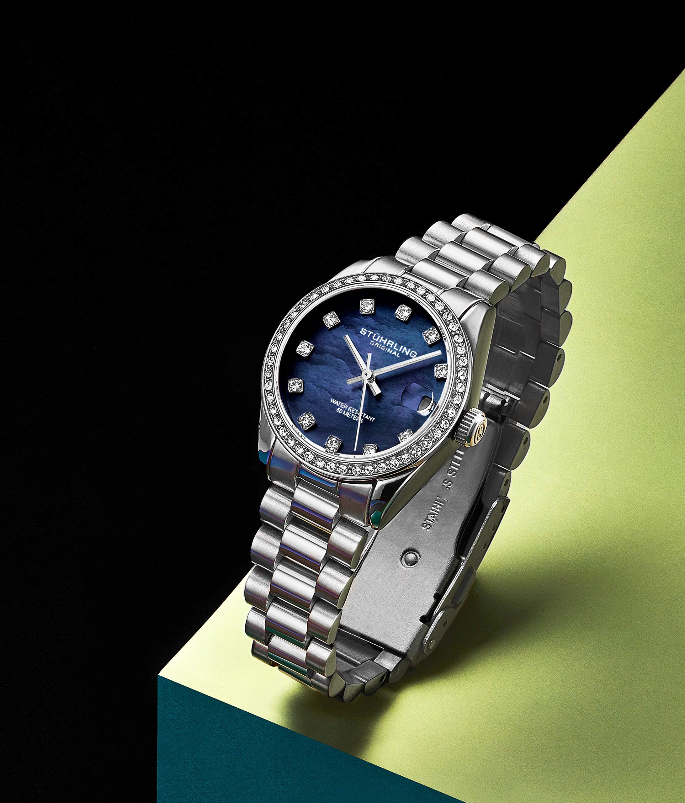 Stuhrling Original Womens Dress Watch Silver Stainless Steel Link