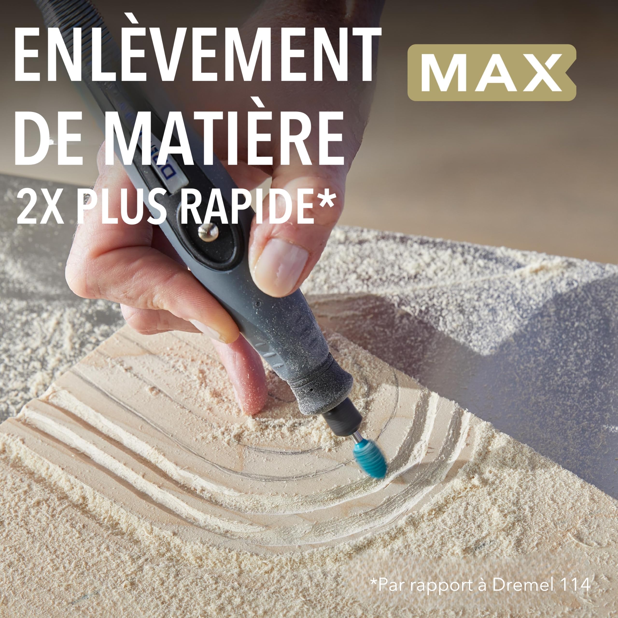 Dremel Max High Performance Power Carving Bit (9953) Embout en acier inoxydable avec flamme de 9,5 mm de large pour rainurer et sculpter le bois, le plastique, la mousse EVA et le caoutchouc