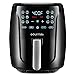 Gourmia Air Fryer Oven Digital Display 6 Quart Large AirFryer Cooker 12 1-Touch Cooking Presets, XL Air Fryer Basket 1500w Power Multifunction Black and Stainless Steel Accents FRY FORCE GAF686
