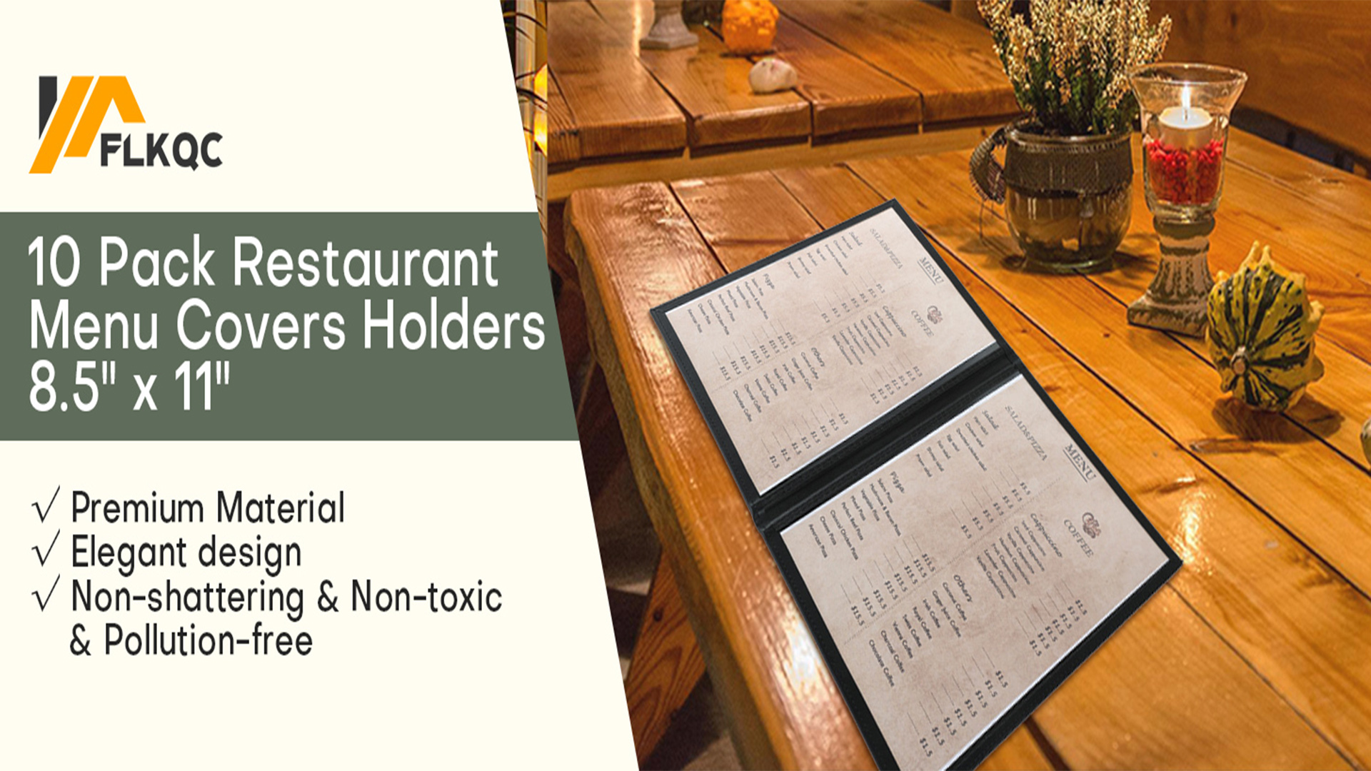 8.5x11 Menu Covers FLKQC Restaurant Menu Covers - 10 Pack PU Leather ...