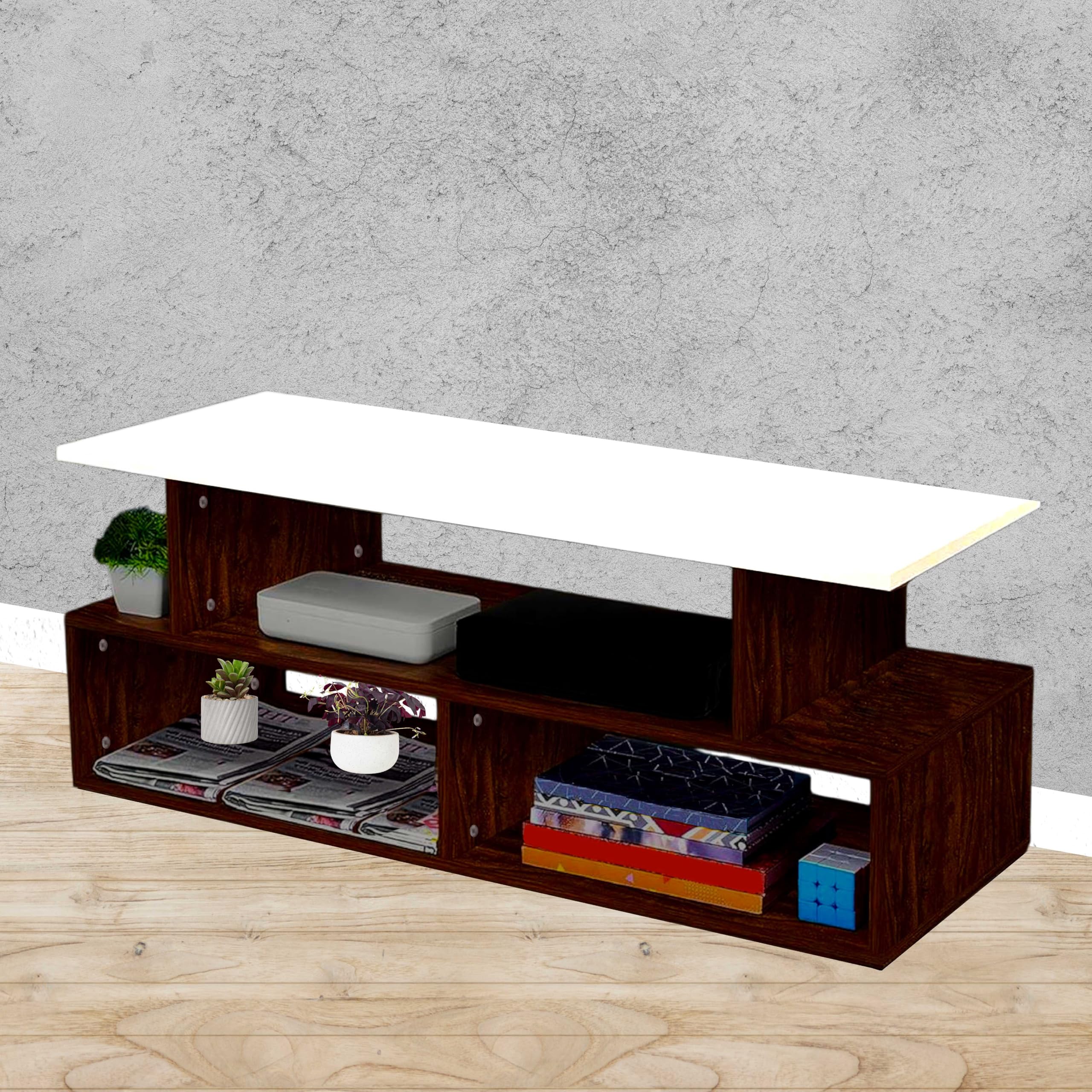 FURN FIESTA Engineered Wood TV Showcase with Foot Pad Entertainment Console Shelf Storage for Set Top Box, Decor, Books for Living Room TV Unit H 17 x L 39 x W 16 Inches-image-15