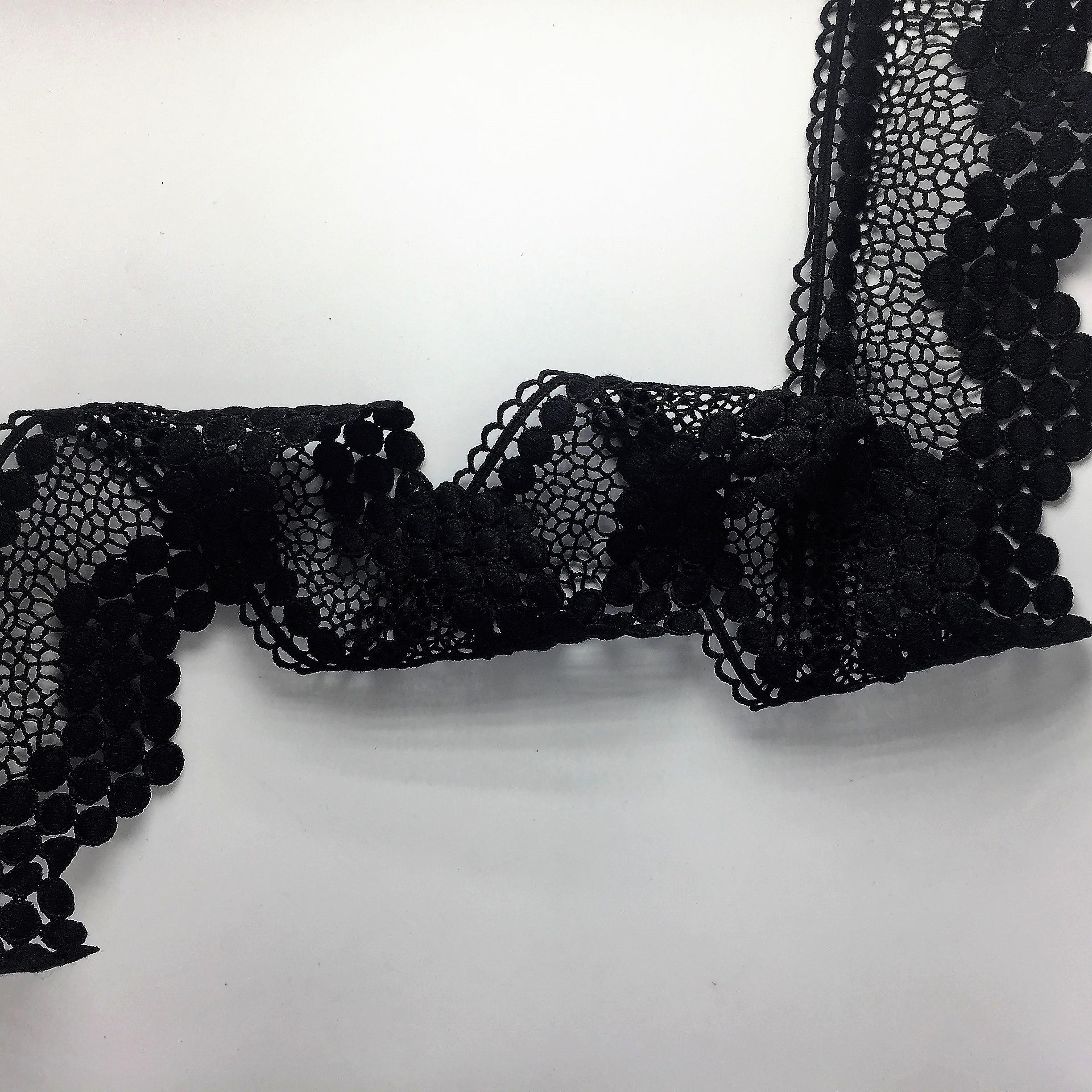 ELLA MAMA Lace Trim DIY Craft Ribbon 2-3/4“ x 3yds, Sewing Applique Craft (Black)