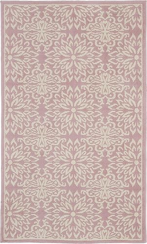 Miniatura 7 de Nourison Jubilant - Tapete color marfilrosado, floral de 3 x 5 pies, fácil de limpiar, no se desprende, habitación, sala, comedor y cocina (3 x 5)