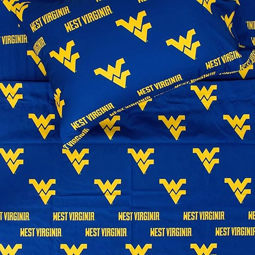 Miniatura 5 de College Covers Everything Comfy West Virginia Mountaineers - Juego de sábanas de 4 piezas, tamaño King, fondo del color del equipo, 1 sábana