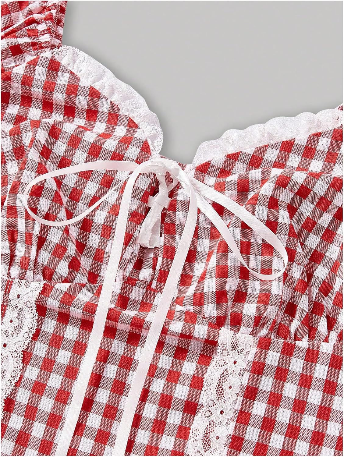 Floerns Women's Y2k Gingham Print Cap Sleeve Sweetheart Neck Cute Blouse Crop Top - Image 2