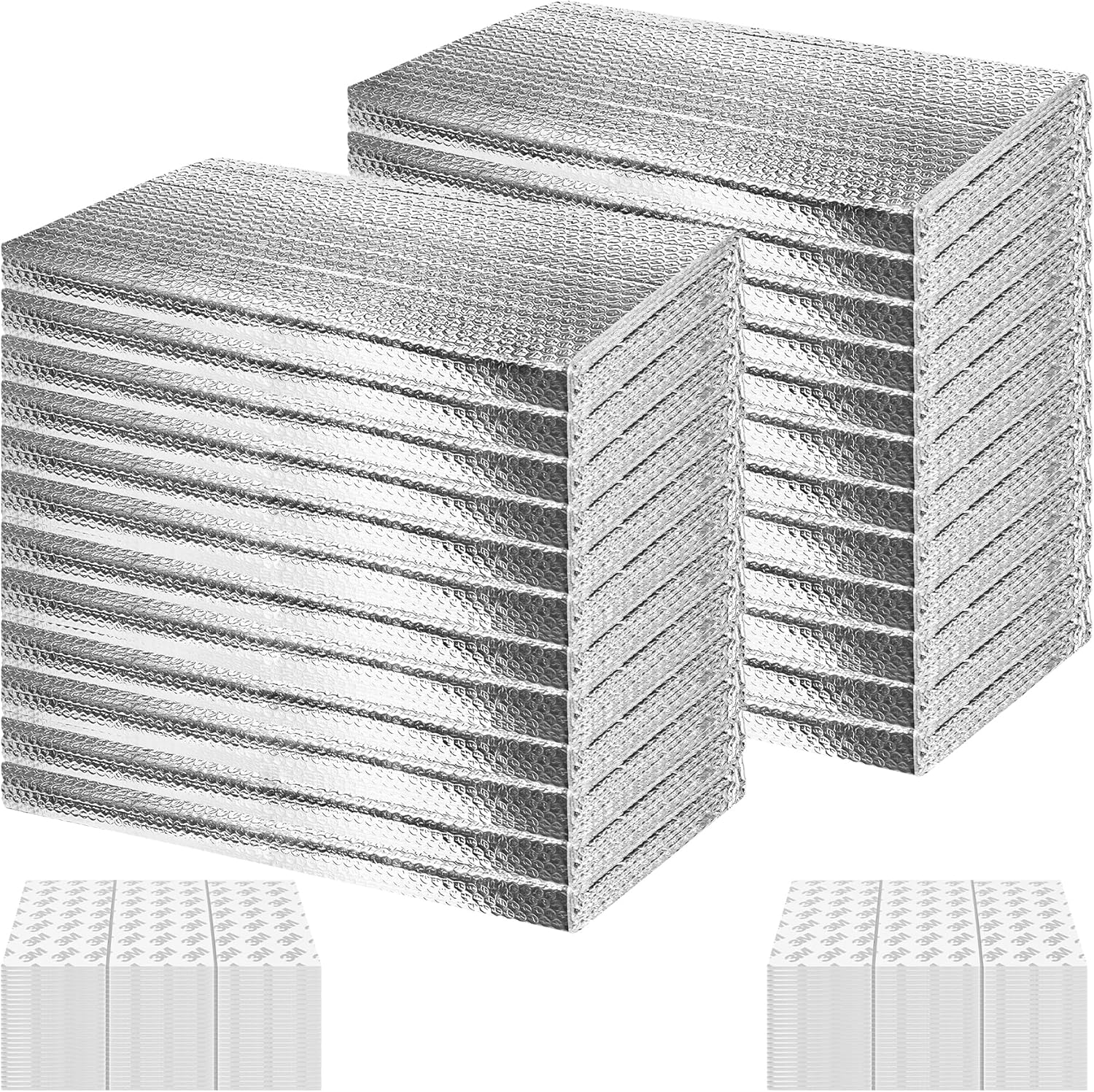 24P Garage Door Insulation Panels Kit 0.24' Thick Double Bubble Reflective Aluminum Foil Sheet Thermal Insulation Shield 240 Tapes Winter Clod and Summer Heat for Attic, Garage, Wall (24'' x 48'') 24 24" x 48"