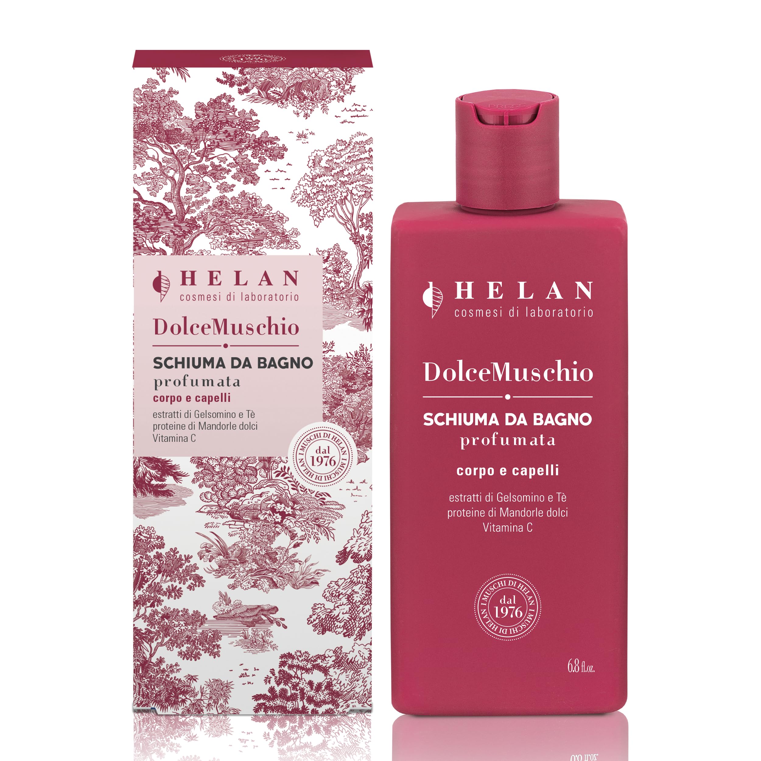 Helan Dolce Muschio - 2-in-1 Shampoo and Shower Gel for Men and Women with Antioxidant Vitamin C, Delicate for Soft Skin