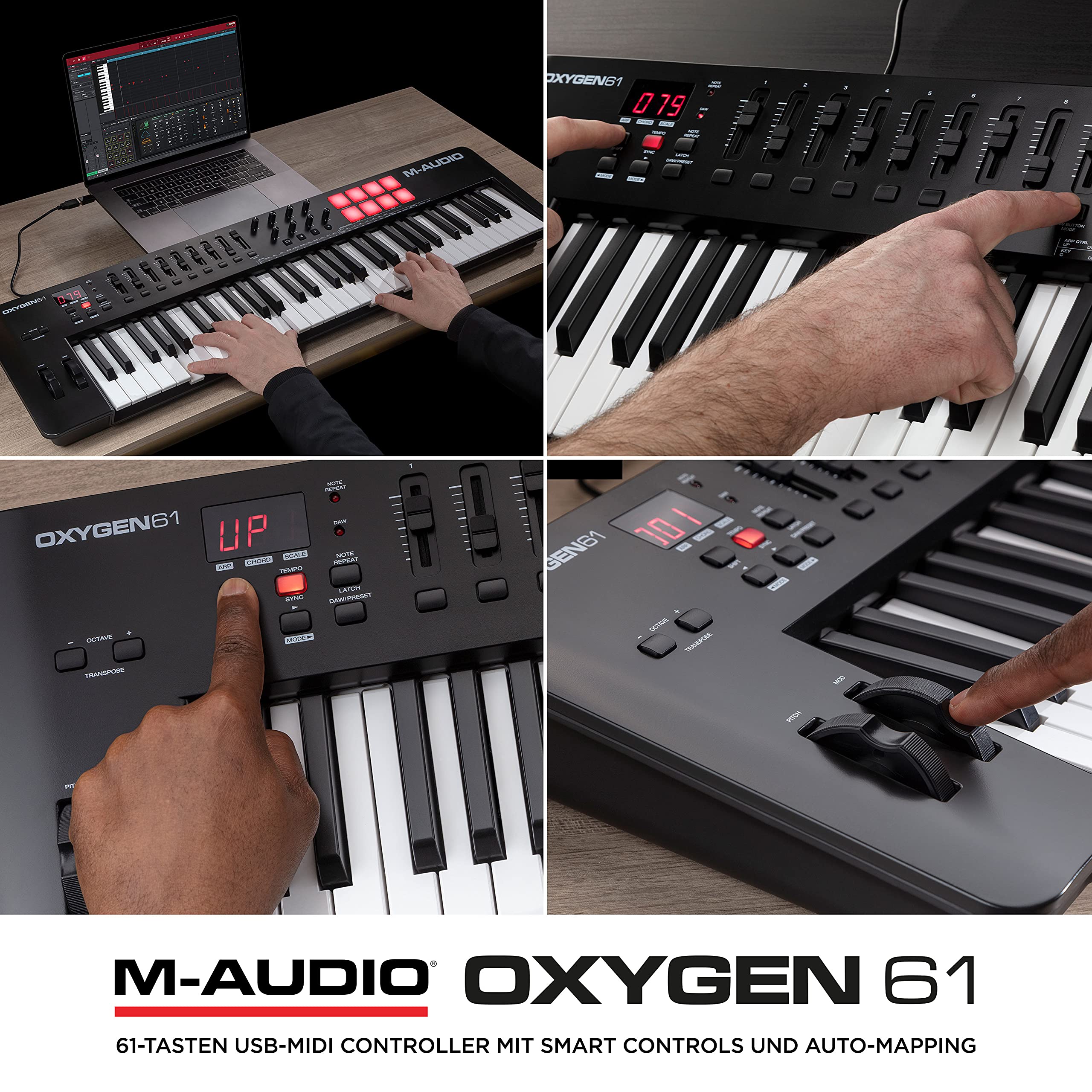 M-AUDIO Oxygen 61 (MKV) – 61-Tasten USB MIDI Keyboard Controller mit Beat Pads, Smart Chord, Tonleitermodi, Arpeggiator und Native Instruments Soundpaket (NKS Integration)
