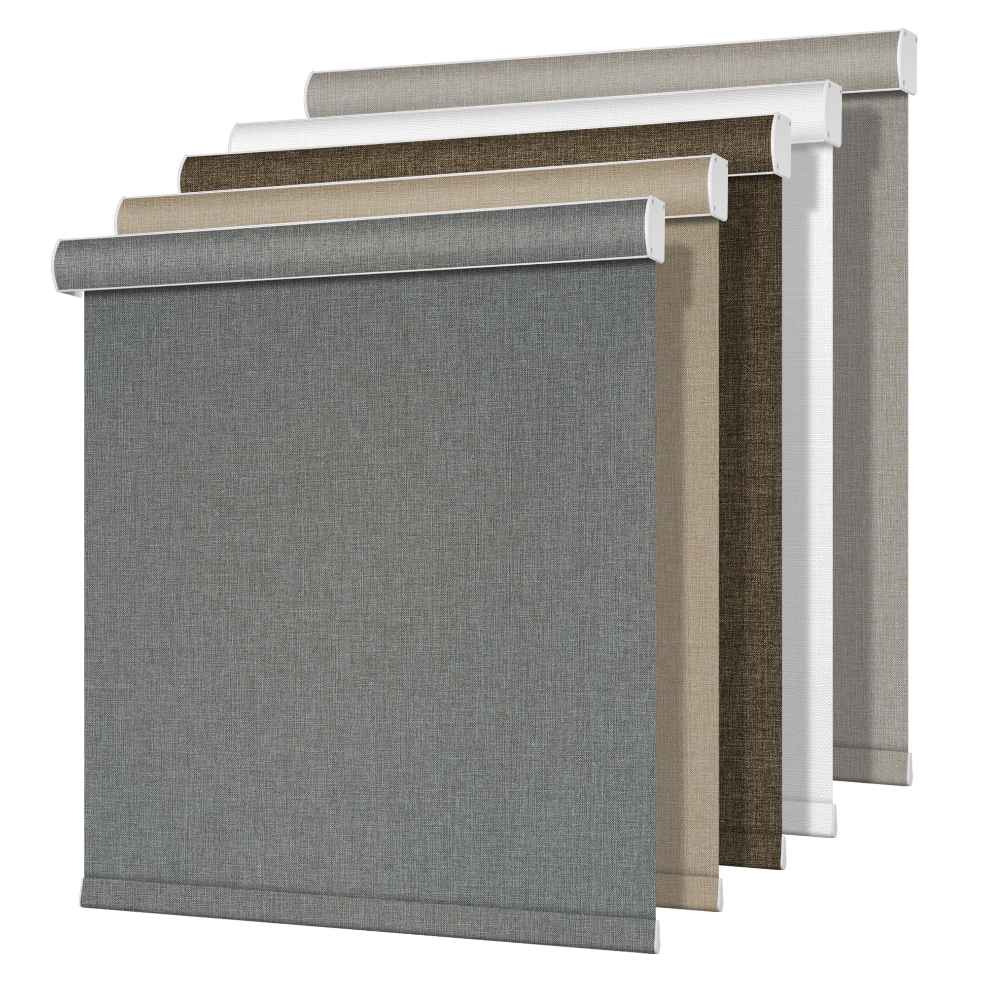 Blackout Roller Shades for Windows,Cordless,Pull Down Roller Blinds,Thermal Insulated Linen Fabric UV Protection,Window Shades Blinds for Home,Door,Easy to Install,Blackout-Grey,Customize Now