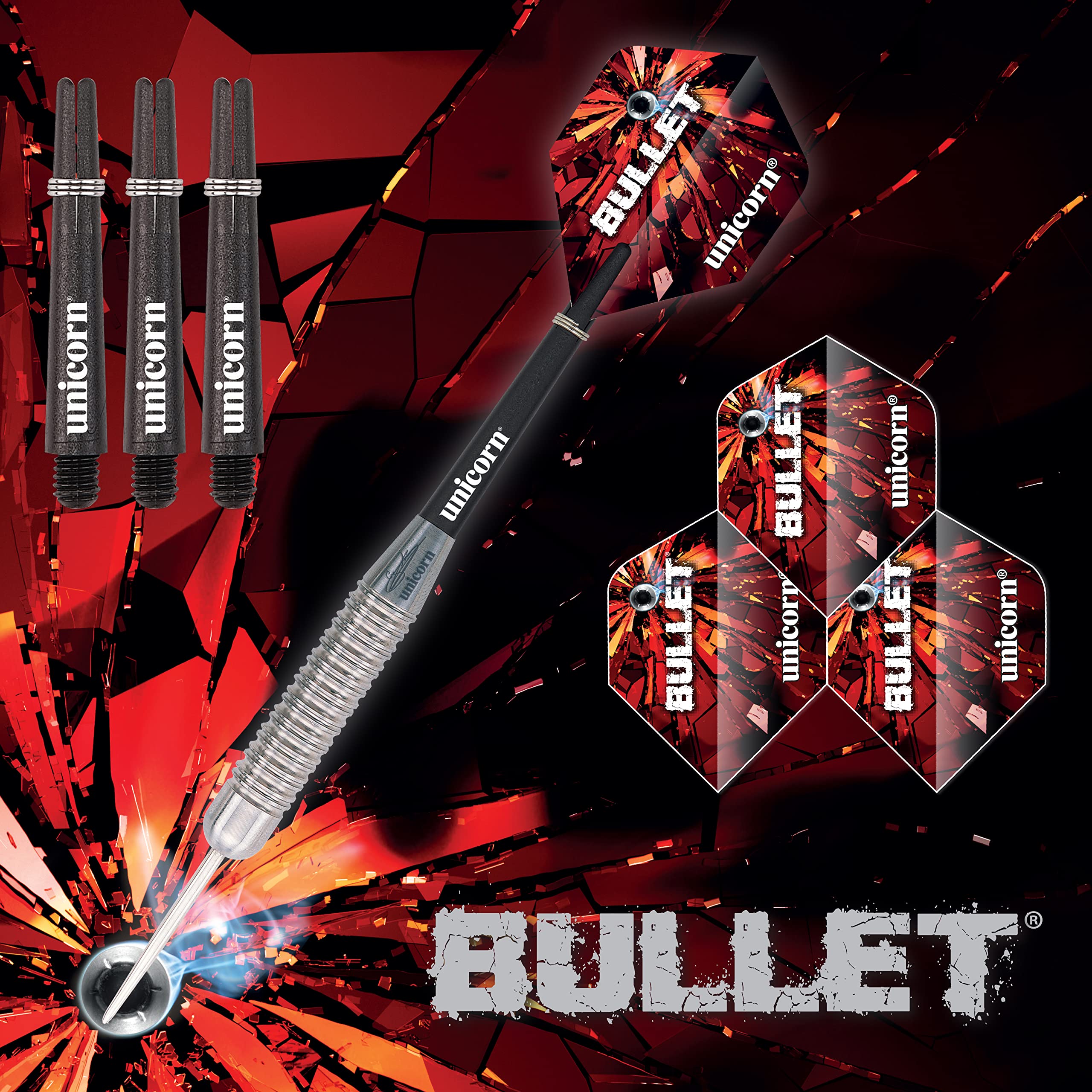 Unicorn Bullet Stainless Steel, Gary Anderson Darts, Silver, 24 g
