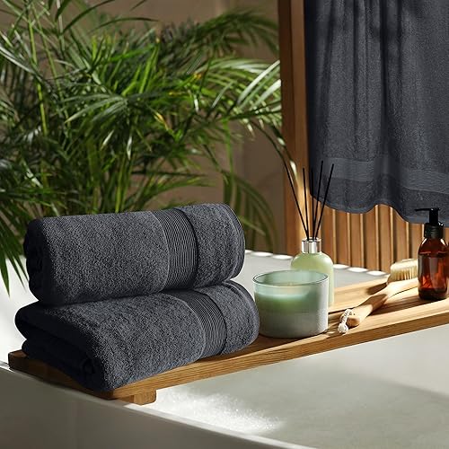 Miniatura 4 de Elvana Home Juego de 4 toallas de baño de 27 x 54, 100% algodón hilado en anillos, ultra suave, altamente absorbente, lavable a lavadora, toallas de