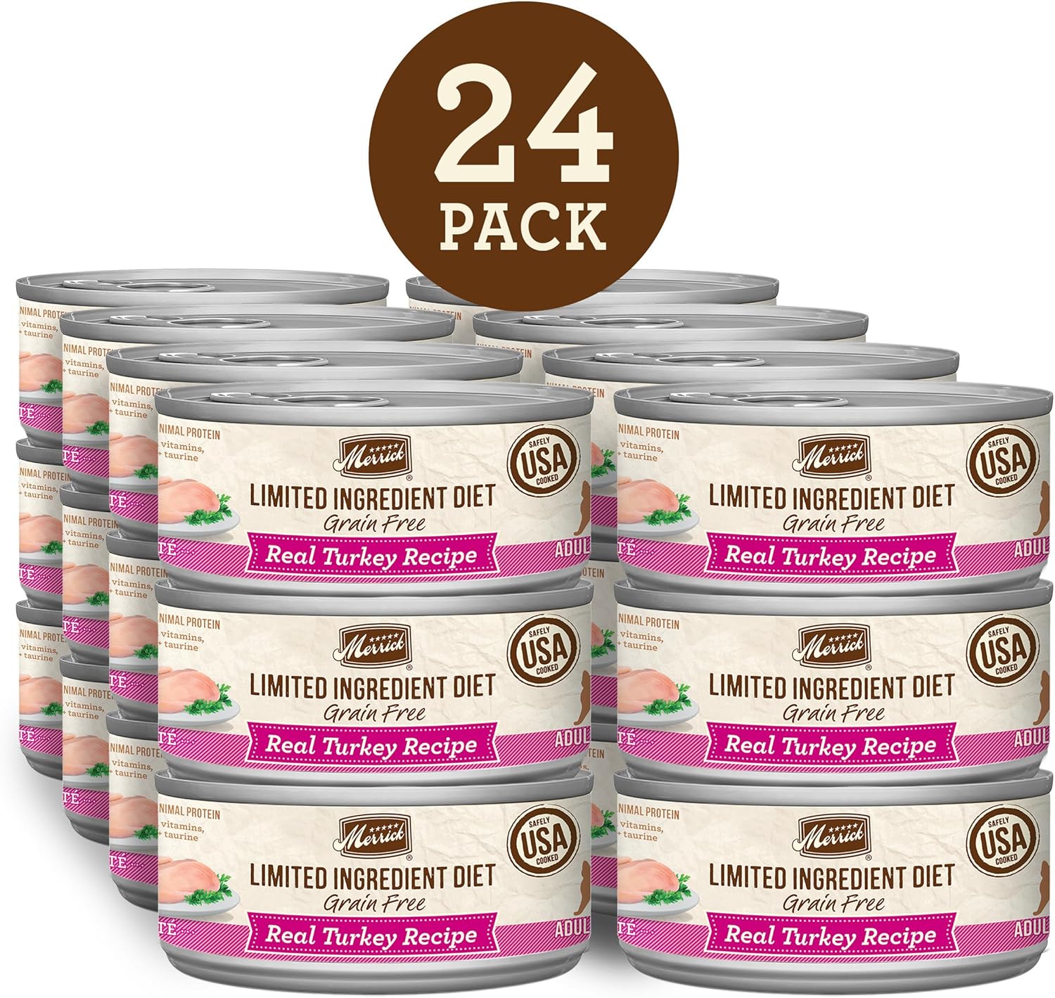 Merrick Limited Ingredient Diet Premium Grain Free And Natural Canned Pate Wet Cat Food, Turkey Recipe - (Pack of 24) 5 oz. Cans