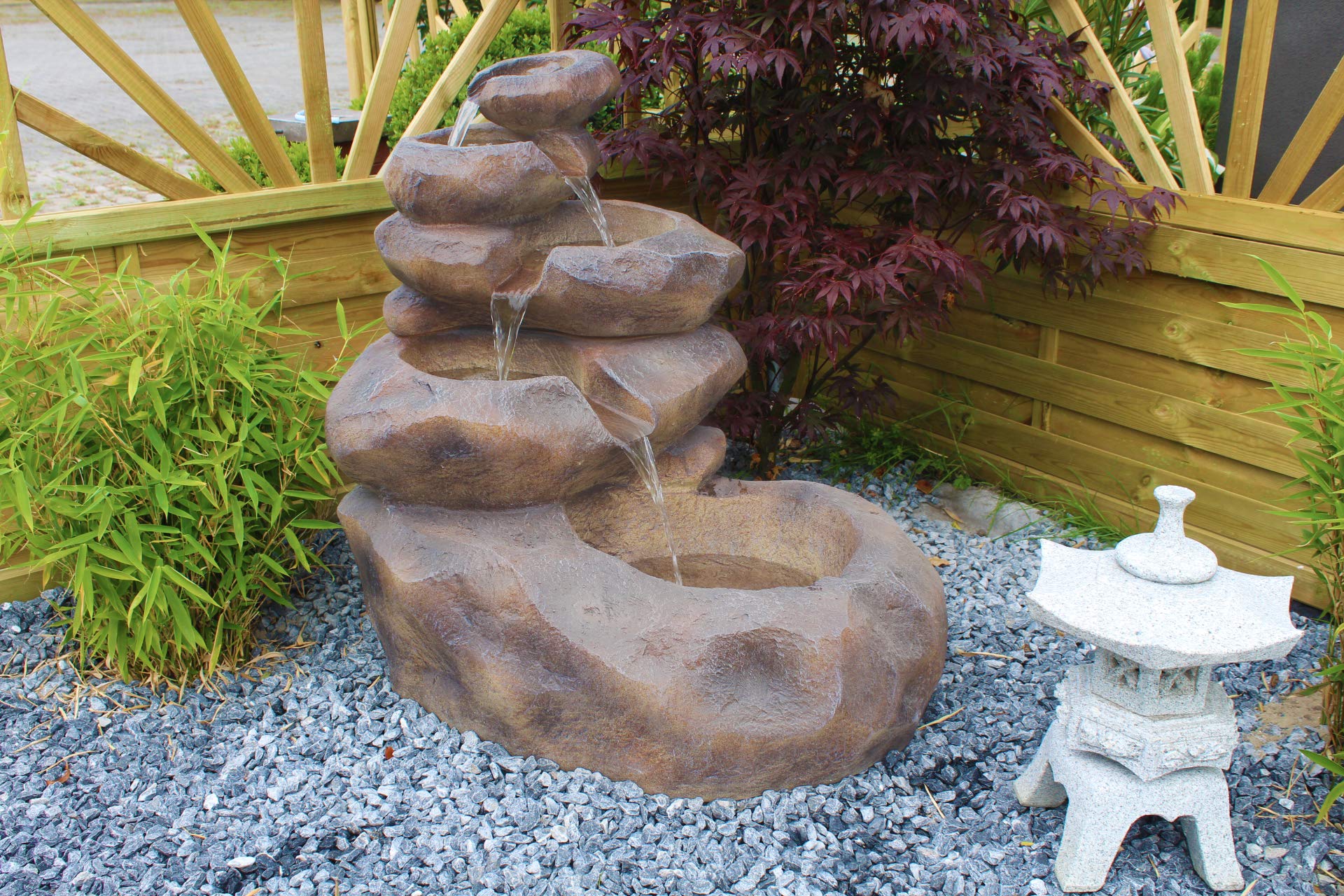 Gartenbrunnen Bachlauf Springbrunnen mit Beleuchtung Brunnen Wasserfall SB103-19