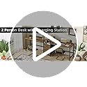 93'' Two Person Desk with Charging Station, Long Desk with 3 Drawers and Printer Shelf, Double Computer Desk, Fabric Drawers, 2 Person Writing Study Table Workstation for Home Office, Black