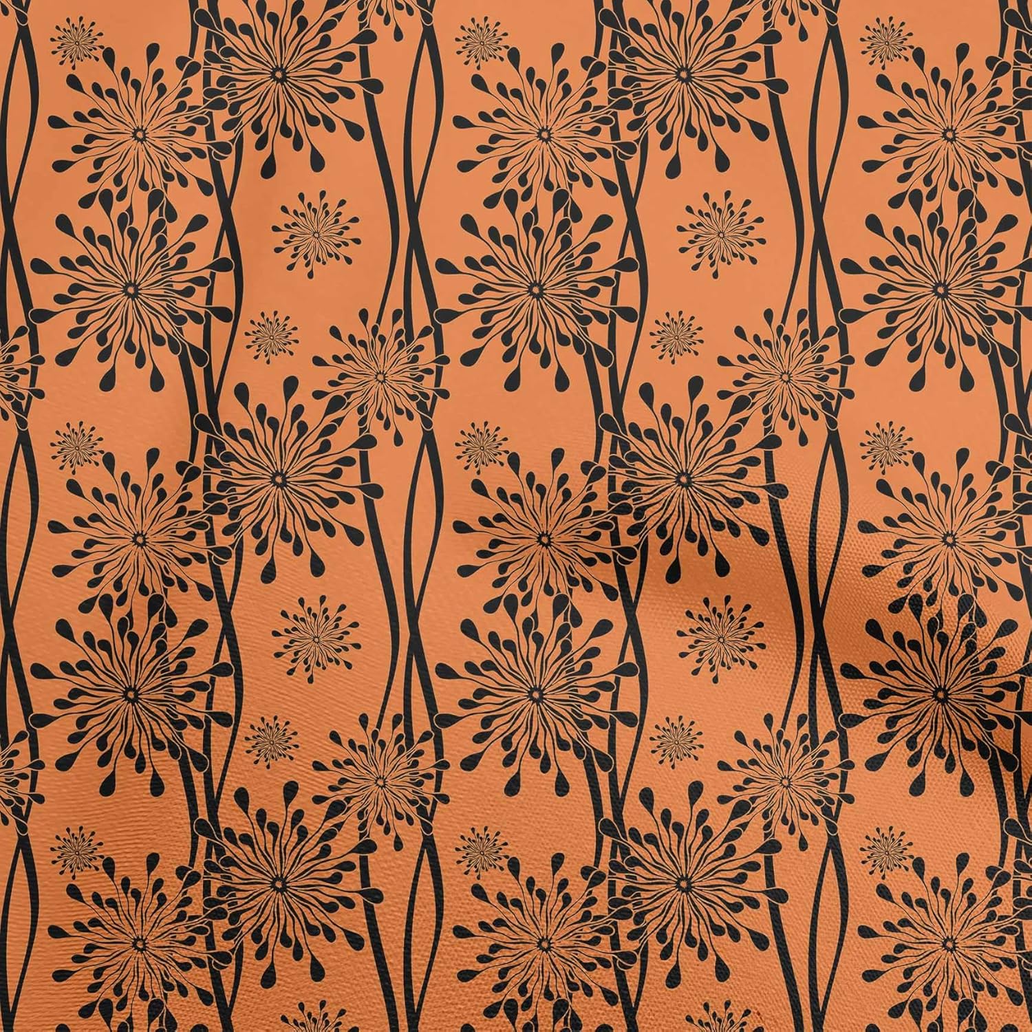 oneOone Polyester Spandex Dusty Teal Green Fabric Floral Silhouette Quilting Supplies Print Sewing Fabric by The Yard 56 Inch Wide