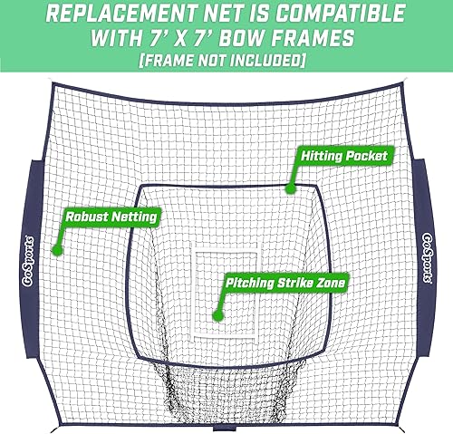 Vista 20 de GoSports Red de béisbol de repuesto de 7 x 7 pies, solo red, marco no incluido, elige tu color Rojo