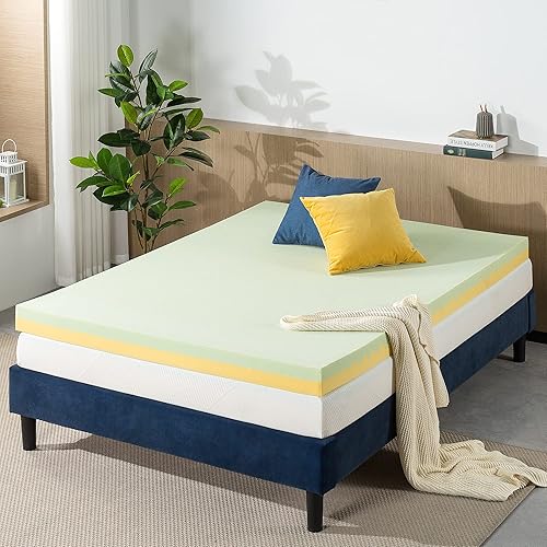 Miniatura 24 de Zinus - Colchón de espuma viscoelástica de té, color verde, 2 pulgadas, espuma viscoelástica, Completo Verde,Blanco