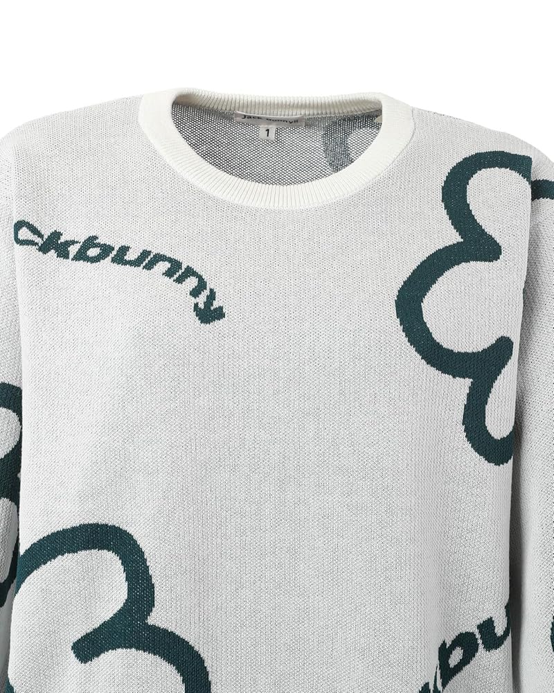 【新品タグ付】ジャックバニー　レディース　Ｍ　クルーネックニット　ゴルフ　総柄 ジャックバニー JB 矢印デザイン配色クルーネックニット