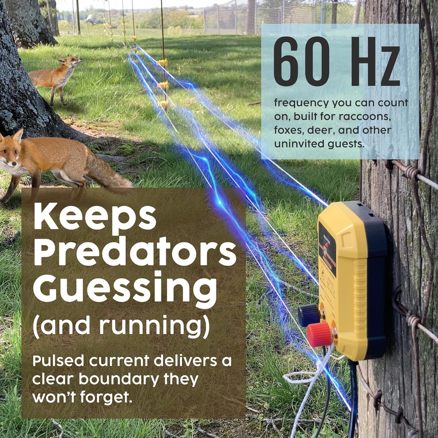 Electric Fence Charger - Powerful 110V AC Plug-in Fence Energizer for Chickens, Small Farms & Gardens - Easy Setup Predator Protection for Safer Free-Ranging