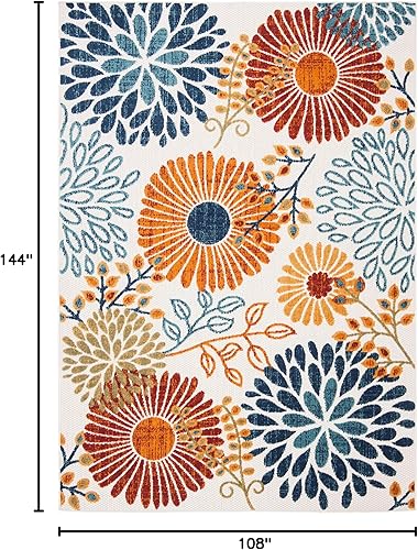 Miniatura 2 de SAFAVIEH Cabana Collection - Alfombra de área de 9 x 12 pies, color crema y rojo, diseño floral, no desprende pelusa y de fácil cuidado, para