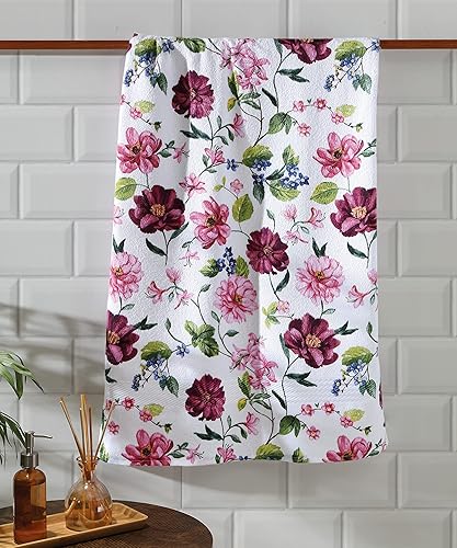 Miniatura 5 de Cackleberry Home Juego de 2 toallas de baño florales para baño, suaves, absorbentes, de algodón de rizo de 27 x 54 pulgadas (jardín de cabaña)