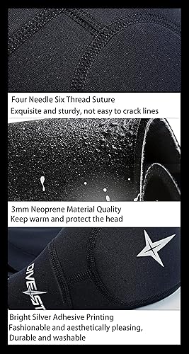 Miniatura 4 de Capucha de buceo de neopreno para hombres y mujeres, 0.118 pulgadas, 0.197 pulgadas, gorro de buceo, para surf, kayak, esnórquel, piragüismo, vela,