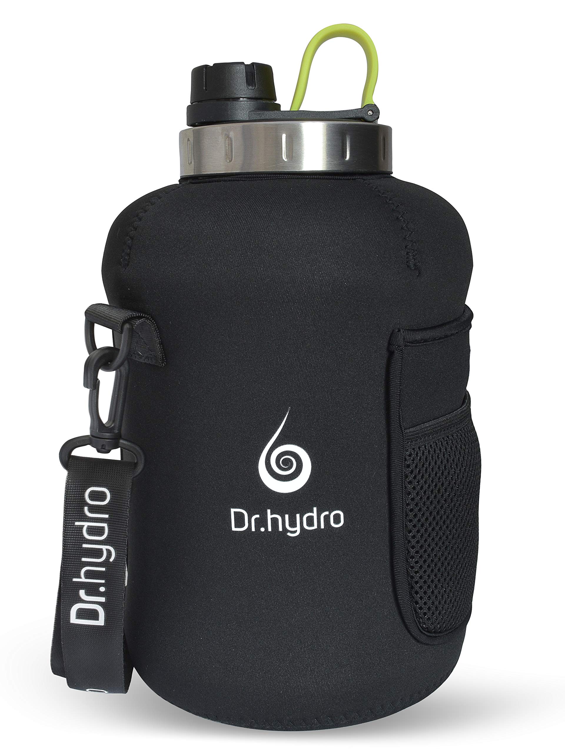 DR.HYDRO 3.2L Gallon Water Bottle with Insulated Storage Sleeve and Silicon Handle– BPA Free Large Water Bottle/100 Ounce Big Sports Bottle Jug with Handle, Leak proof Reusable Motivational Bottle