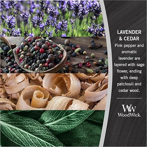 Miniatura 4 de WoodWick Regalos de Velas Navideñas de Lavanda y Cedro para Mujeres y Hombres, Vela Grande de Reloj de Arena de 21.5 oz con Mecha Crepitante
