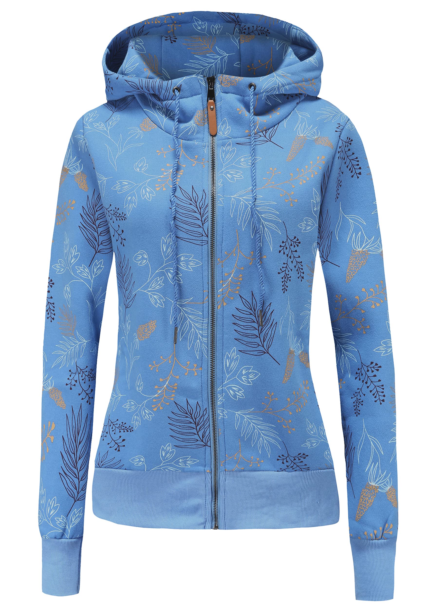 TrendiMax Sudadera Mujer con Capucha Otoño Invierno Sudaderas con Cremallera Vintage Pulóver Hoodie Estampada Chaqueta Deportivo