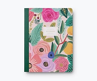 Rifle Paper Co. Garden Party Notebook Saddle Stitch Binding. 80 Ruled Pages with Metallic Gold Foil Stamped, Canvas Paper ...