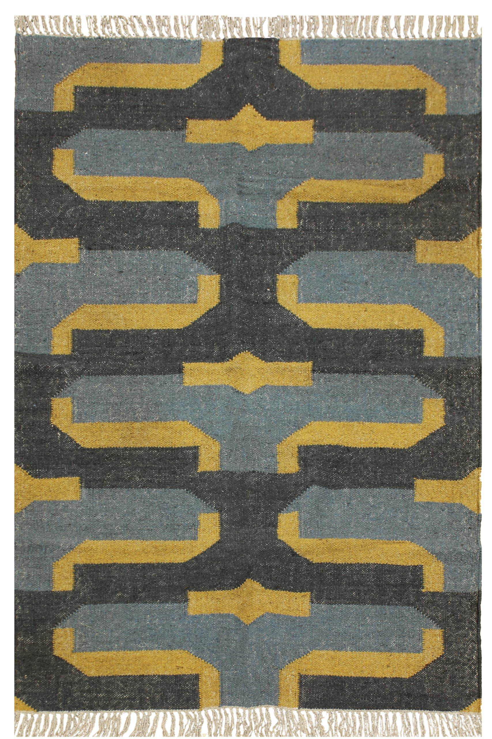 Tapis Kilim salle à manger lavable et confortable en laine 122x182