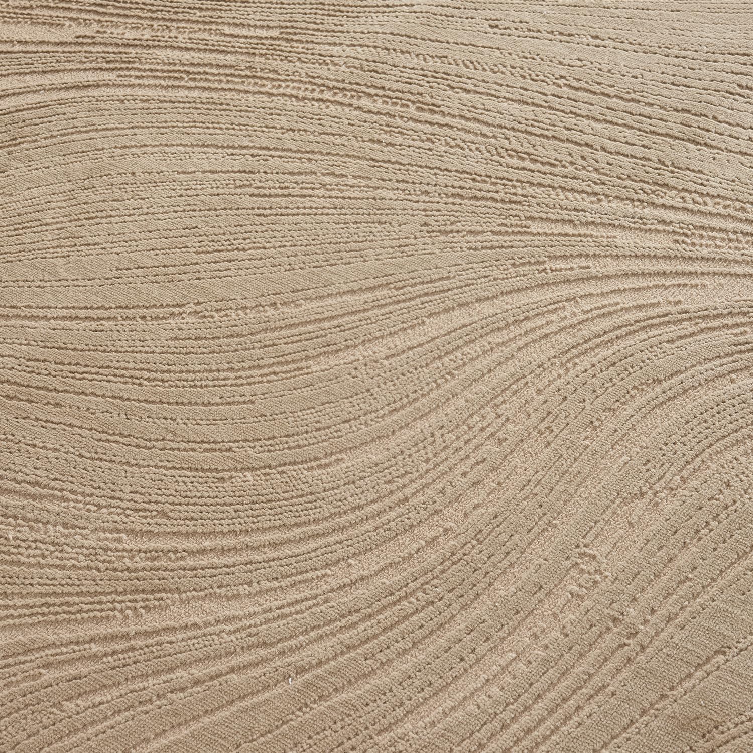 VIMODA Teppich Wohnzimmer Teppich Schlafzimmer, Flur, küche Kurzflor Boho Design Unifarbe Hoch-Tief-Effekt Modern 3D Weich,Farbe:Beige;Maße:200x290 cm