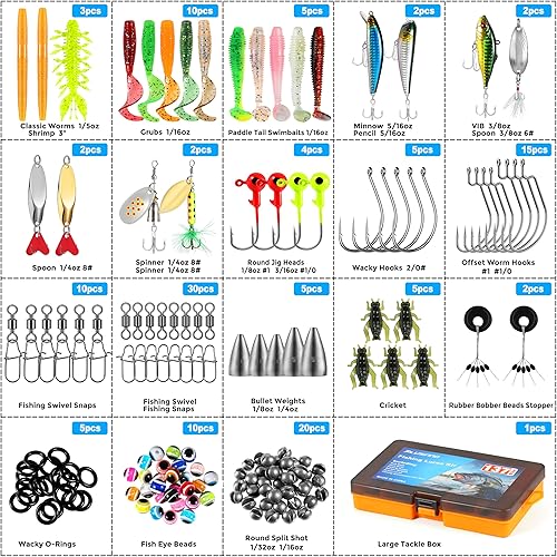 Miniatura 4 de PLUSINNO Señuelos de Pesca, Caja de Aparejos de 137 Piezas con Aparejos Incluidos, Crankbaits, Cuchara, Anzuelos, Pesas y Otros Accesorios, Kit
