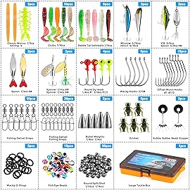 PLUSINNO Fishing Lures, 137Pcs Tackle Box with Tackle Included, Crankbaits, Spoon, Hooks, Weights & Other Accessories, Fishing Bait Lure Gear Kit Gift for Men Bass Freshwater