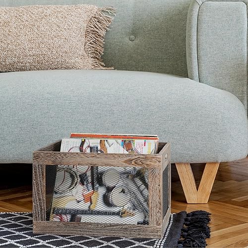 Miniatura 6 de NANANARDOSO Caja de almacenamiento de discos de vinilo, caja de almacenamiento multifuncional con asa, soporte para discos de madera, para almacenar