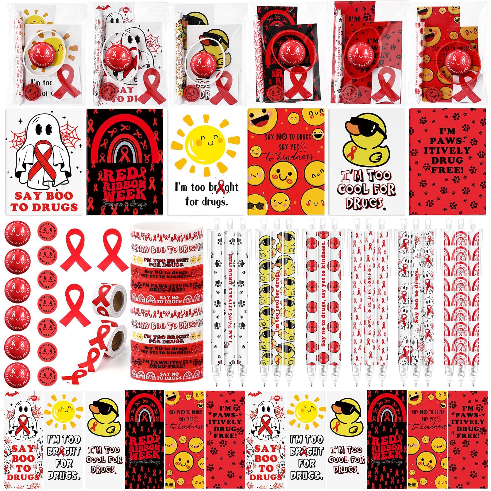 Epakh 1182 Pcs Red Ribbon Awareness Supplies for School, 72 Sets