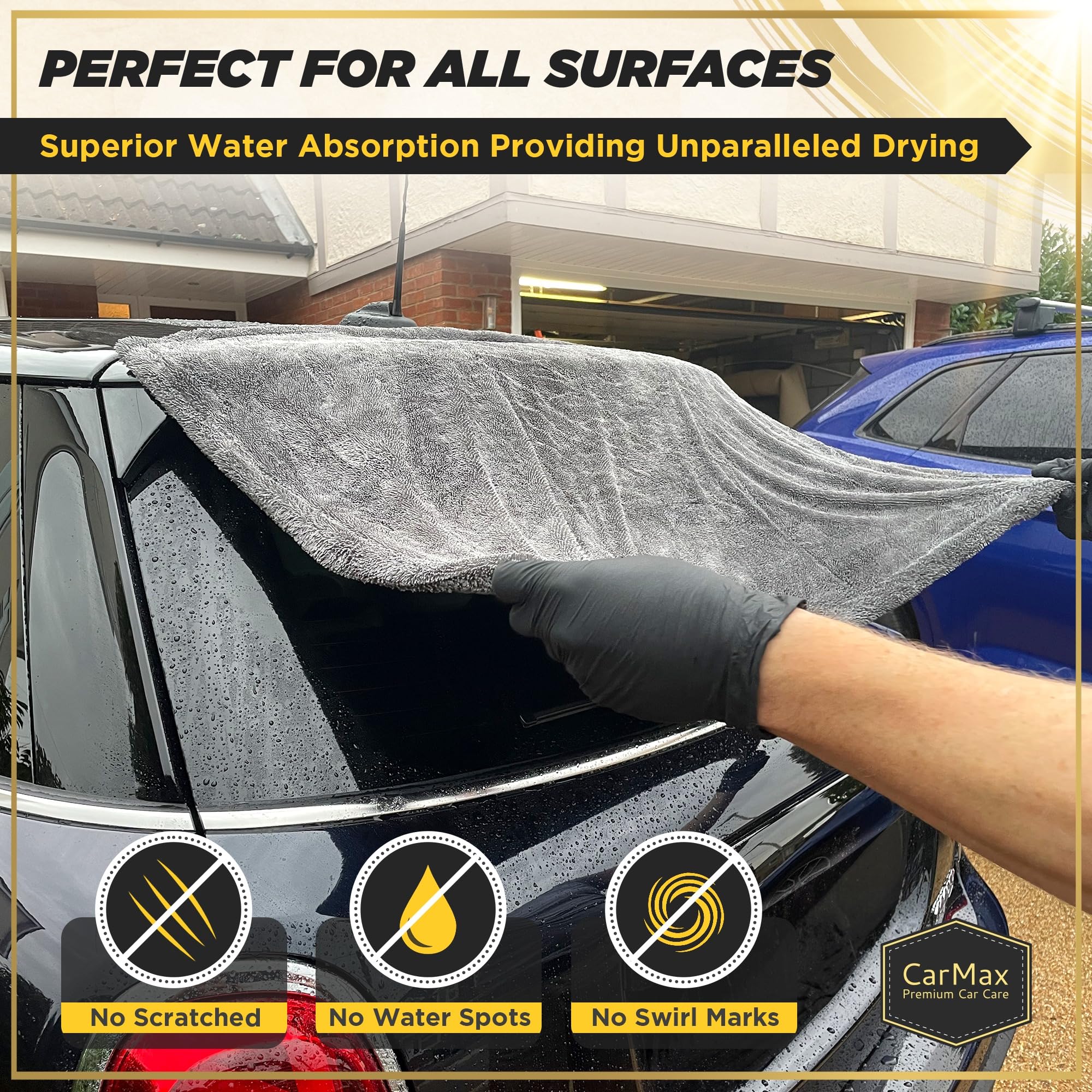 CarMax® - Toalla de Secado para Coche de Microfibra Twisted Loop – Alta Absorción – Secado sin Marcas – Segura para Pintura y Cristales (XXL - 90cm x 60cm) — view 6
