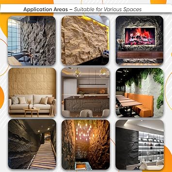 Stone Effect Wall Panels | Colosseum 1x Panel | 120 x 60cm (47.2 x 23.6 inches) | 3D Decorative Rock Effect Panels | Easy Installation DIY | Interior & Exterior Design