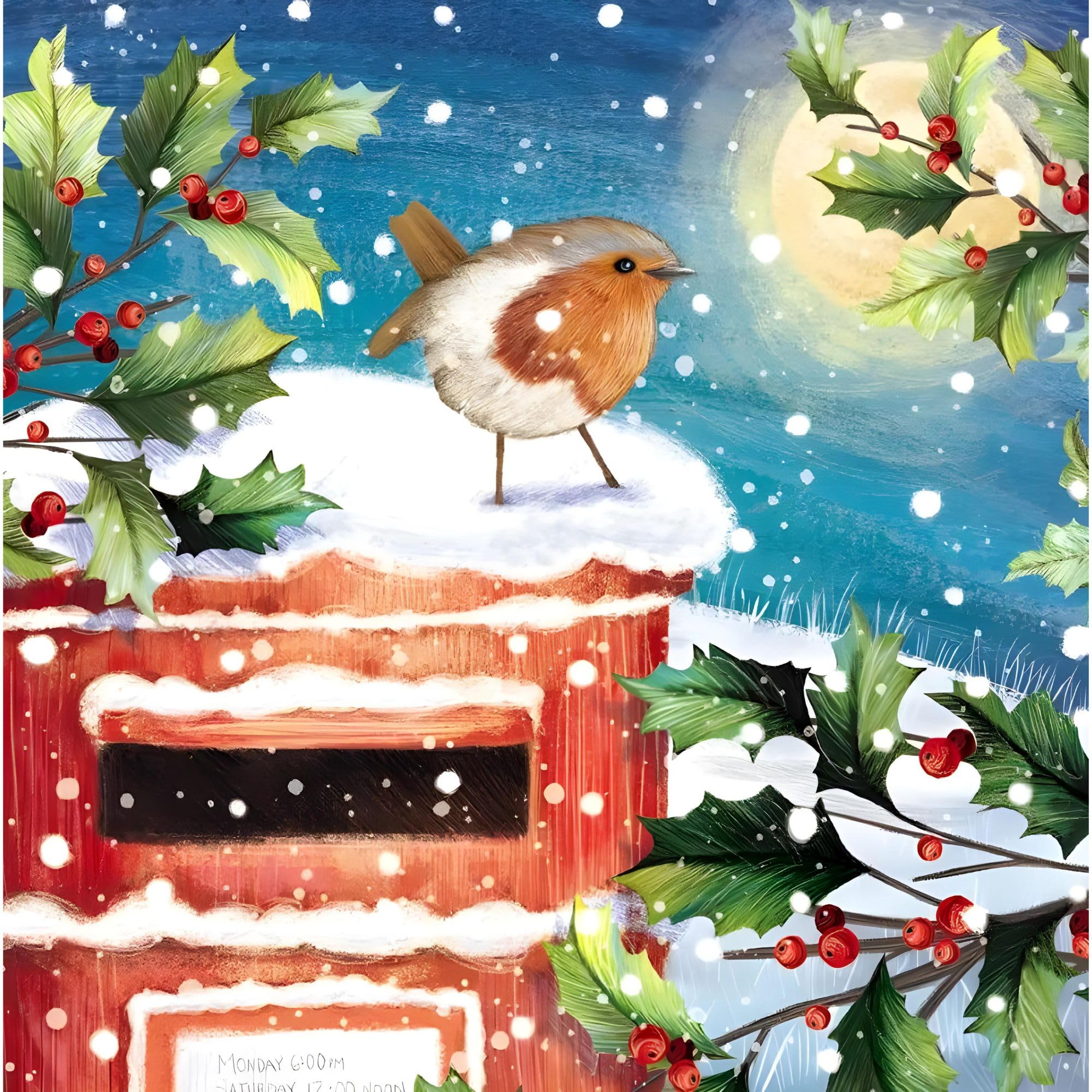 GBCC Charity Christmas Cards Pack of 10, Charity Christmas Cards with Robin and Post Box Design