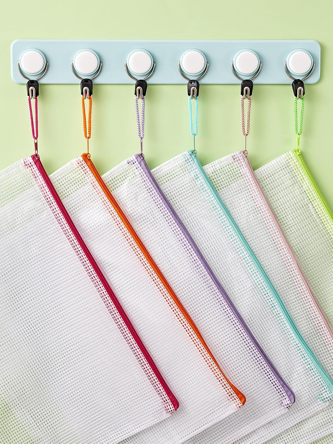 JARLINK 20 Pack 10 Colors Zipper Mesh Document Pouch, Letter Size/A4 Size, Plastic Water-Resistant File Bags, for School Office Supplies Cosmetics Travel Storage, Assorted Color - Image 6