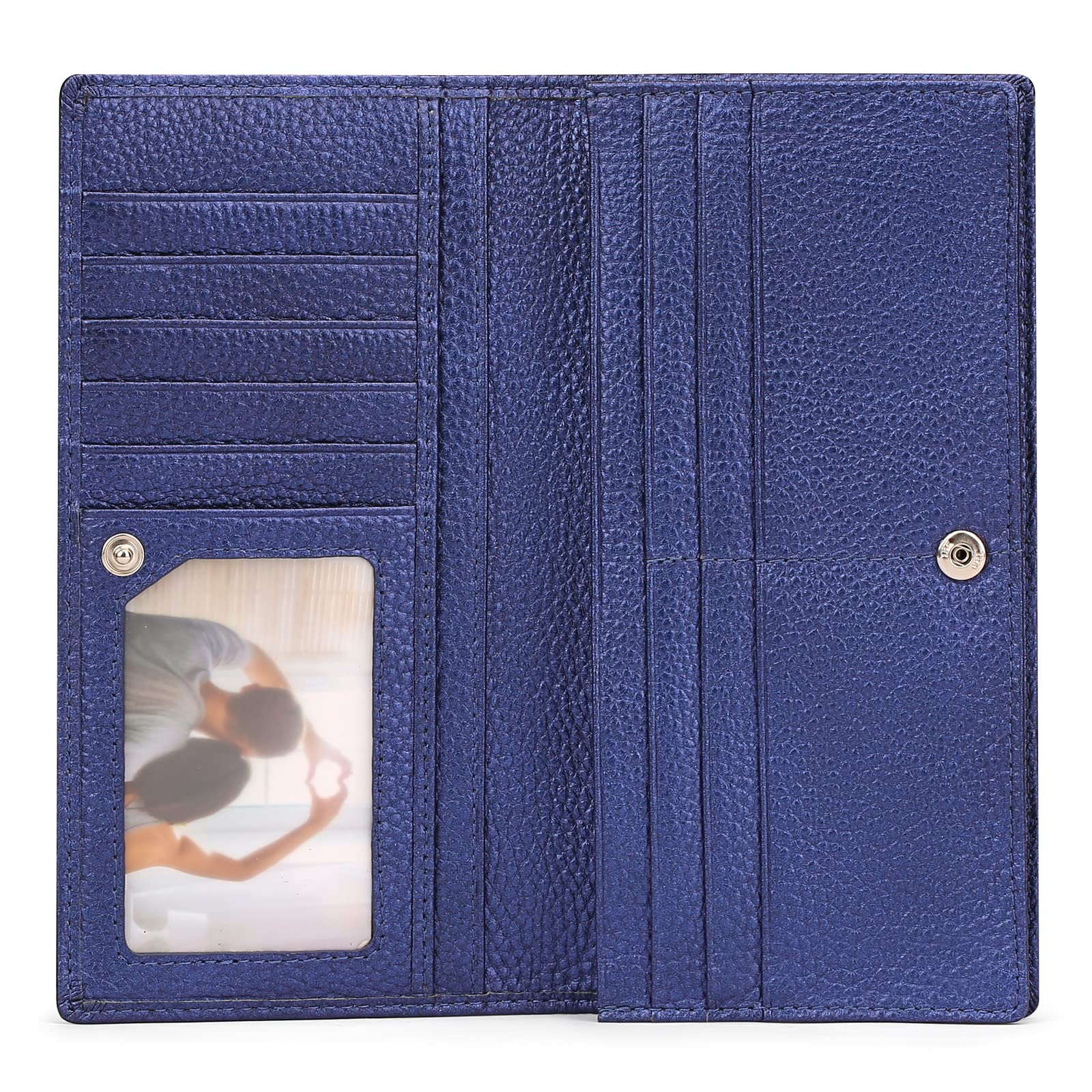 SENDEFN Vera Pelle Portafoglio Donna, Blocco RFID Sottile Carte Credito Portafogli con Finestra ID