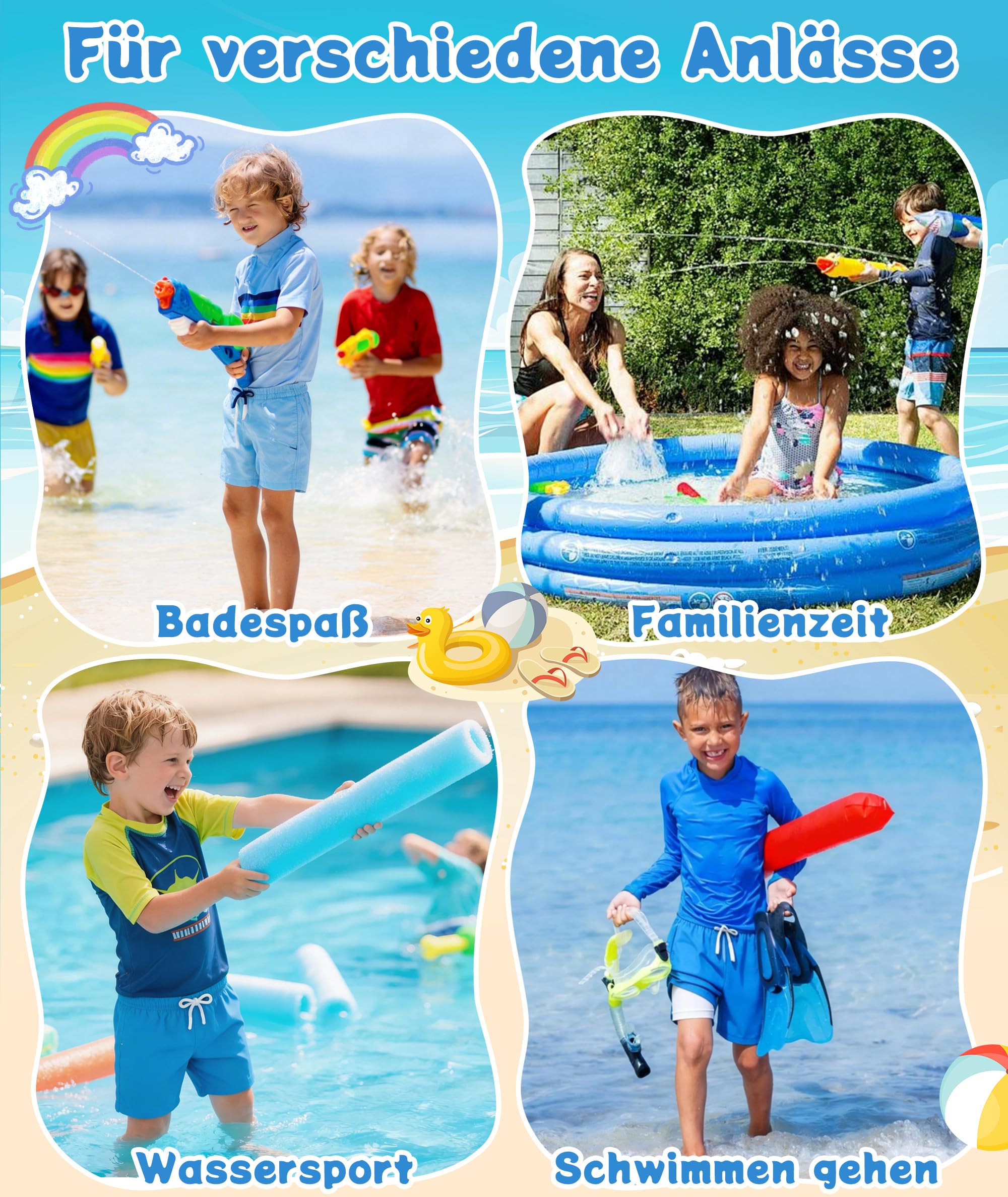 Zoofly Maillot de Bain Short pour Garçons avec sous-Short Compressif, Séchage Rapide, Respirant, Taille Élastique et Poches - 4 à 16 Ans