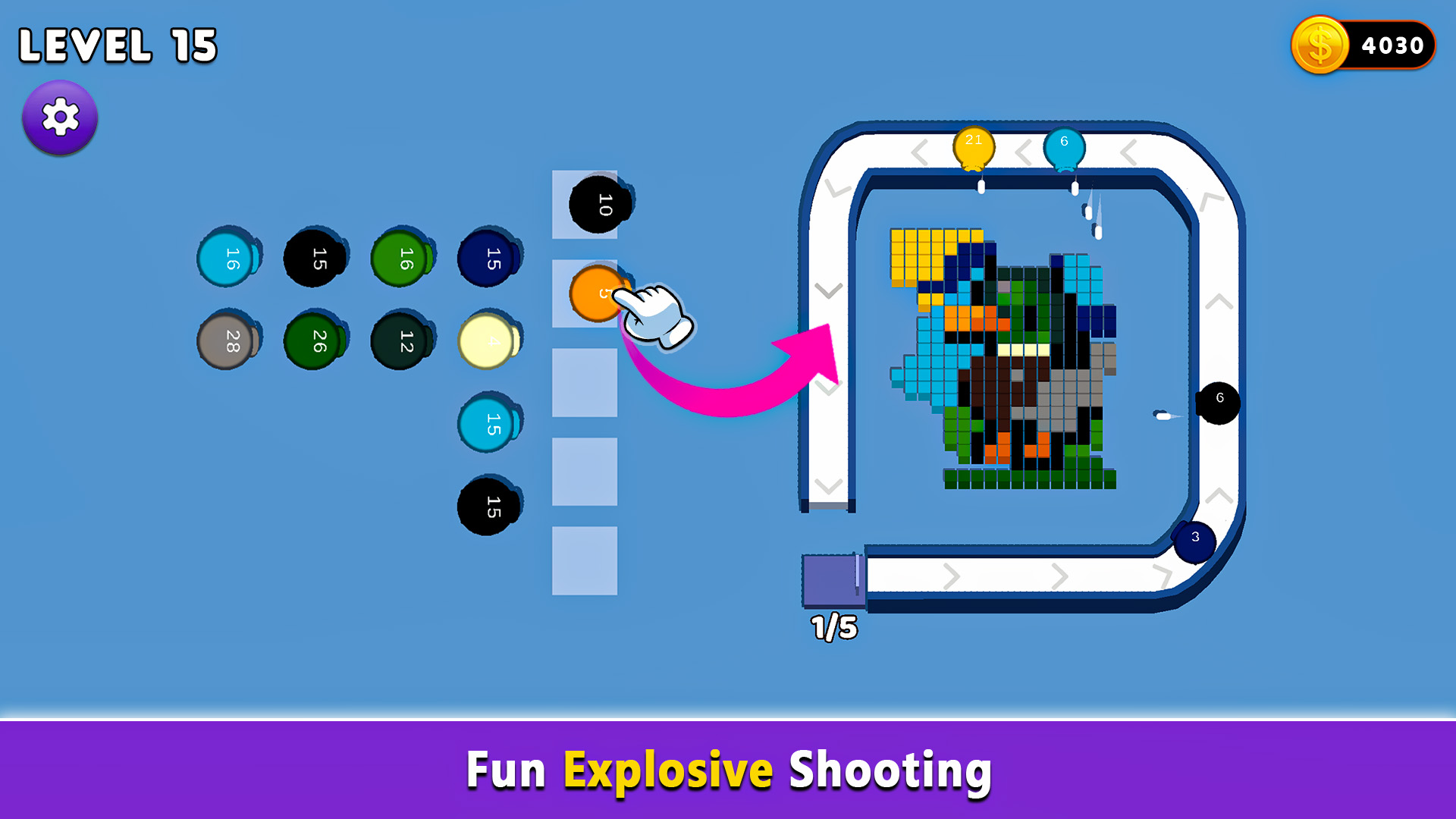 Pixel Color Blast Shooter 3D: Shoot, Fill & Smash Blocks in an ...